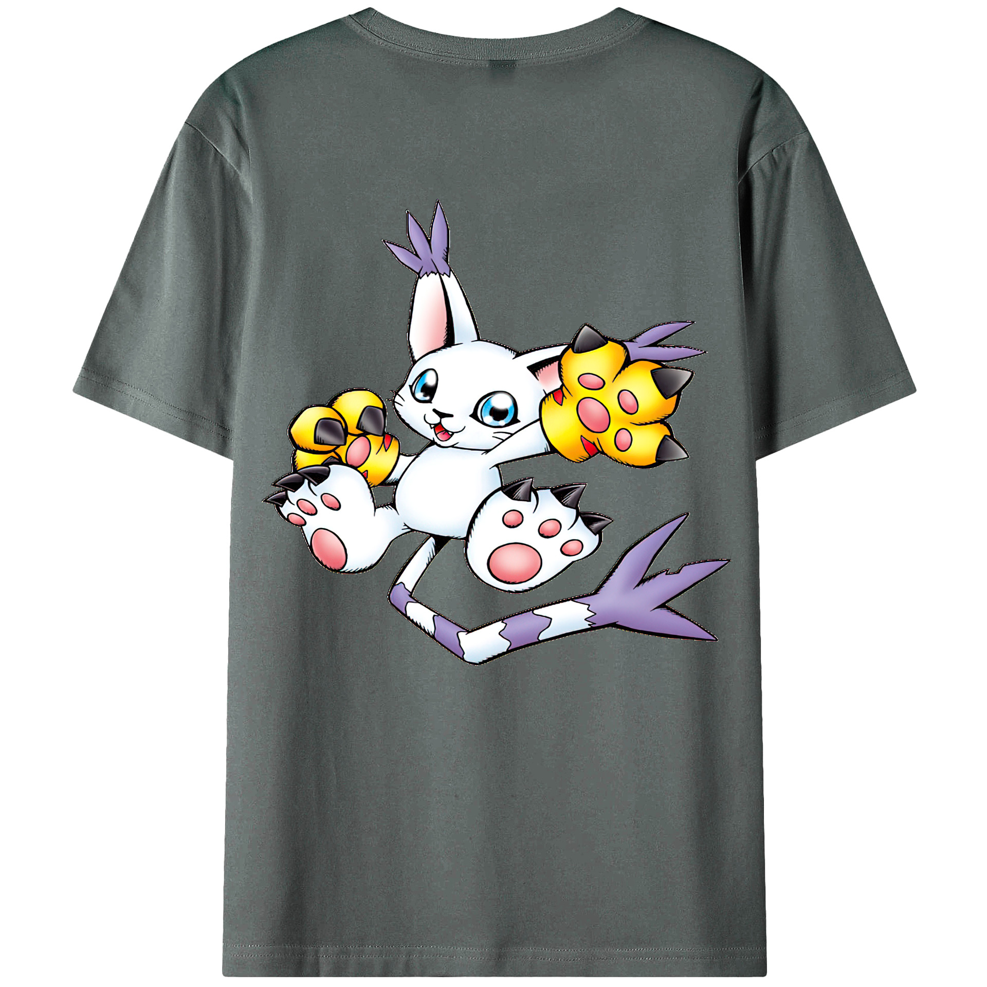 （画像用） Digimon デジタルモンスター/デジモン 綿100％ メンズ半袖Tシャツ（バックプリント） 通気性